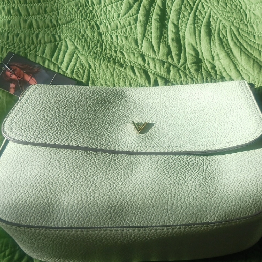 Mint Green Textured Leather Shoulder Bag